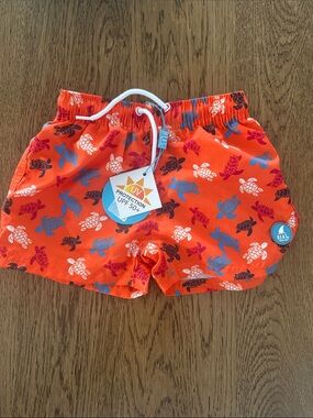 Heat Swimwear Bright Orange Turtle Toddler Boys Board shorts 12 MOS